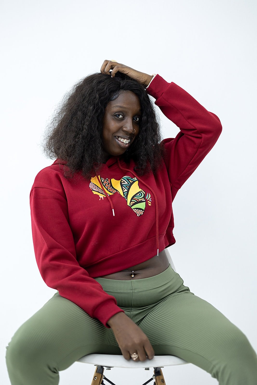 Red Droop crop hoodie