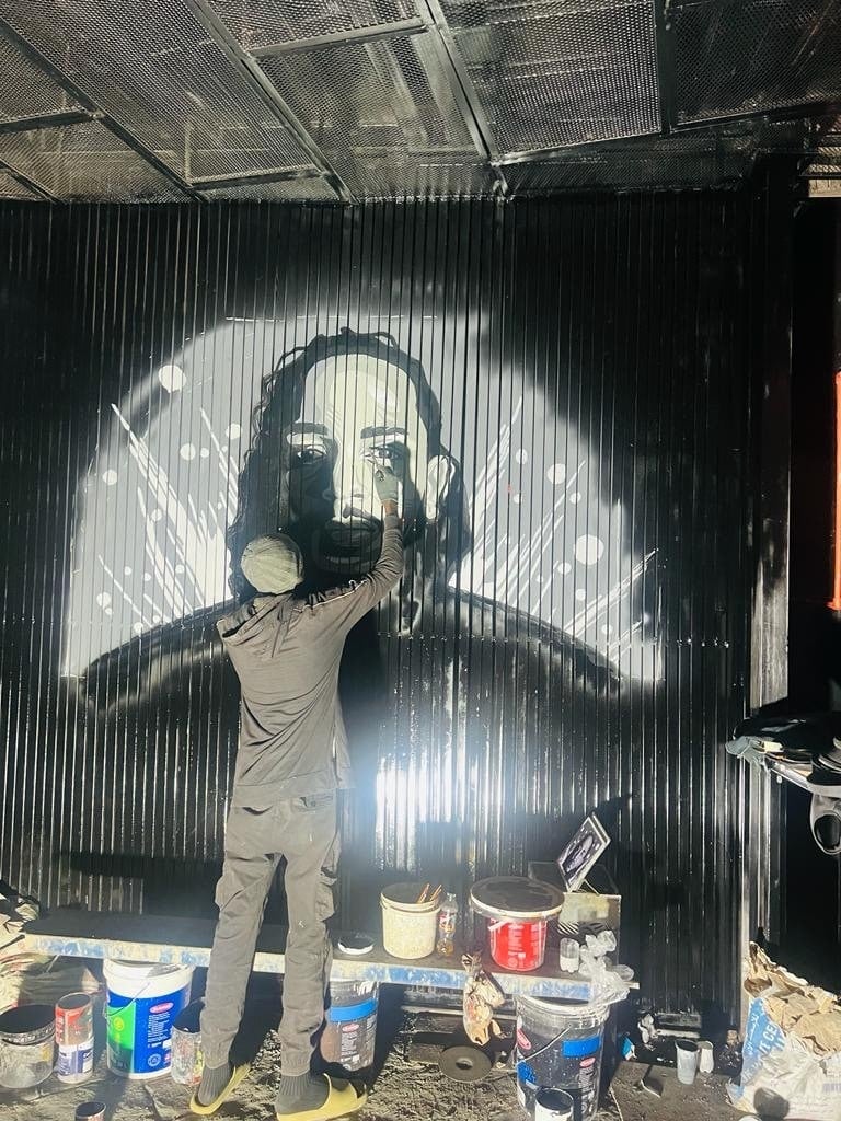 Portrait mural on an interior wall